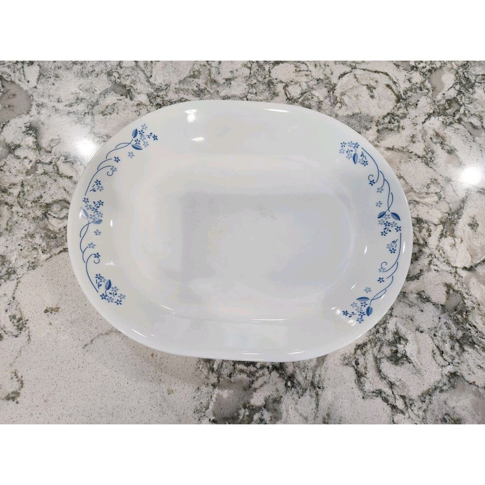 Corelle Provincial Blue Platter 10" x 12" White With Blue Flowers